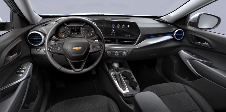 2026 트랙스 크로스오버 젯 블랙 & 블루 포인트 내장 컬러 및 블랙 & 그레이 직물 시트