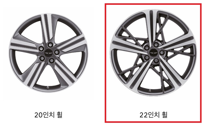 2026 GV80 쿠페 20인치 다이아몬드 컷팅 휠, 20인치 다이아몬드 컷팅 휠, 22인치 다이아몬드 컷팅 휠 디자인