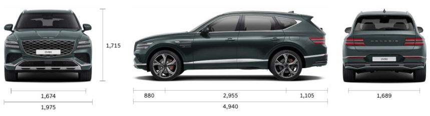 2026 GV80 전장, 전폭, 전고, 축간거리, 윤거 전후 제원