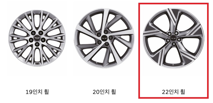 2026 GV80 19인치, 20인치, 22인치 다이아몬드 컷팅 휠 디자인