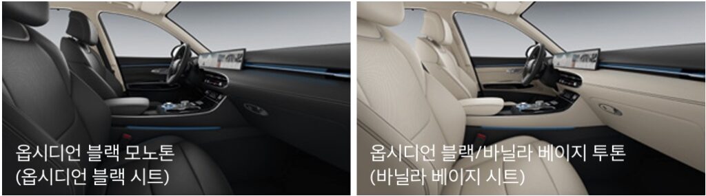 2026 GV70 옵시디언 블랙 모노톤, 옵시디언 블랙/바닐라 베이지 투톤 내장 컬러 및 인조가죽 시트