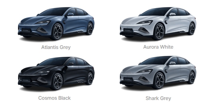 씰 아틀란티스 그레이, 오로라 화이트, 코스모스 블랙, 사크 그레이 외장 컬러