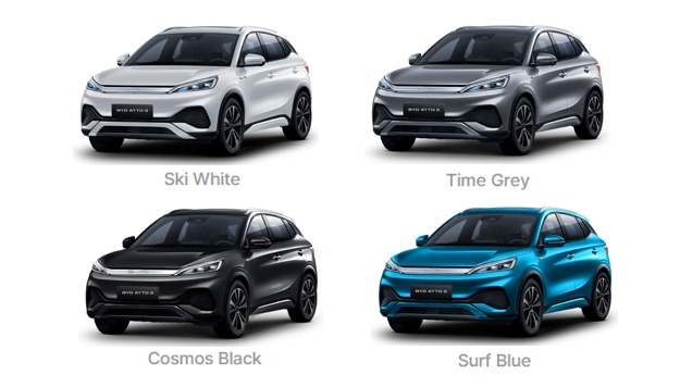 아토 3 스키 화이트, 타임 그레이, 코스모스 블랙, 서프 블루 외장 컬러