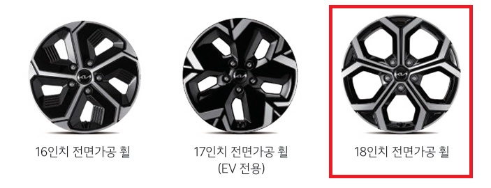 2025 니로 하이브리드 16인치, 18인치 전면가공 휠 디자인