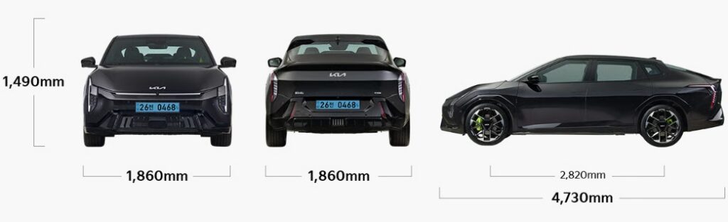 EV4 GT 전장, 전폭, 전고, 축거, 윤거 전후 제원