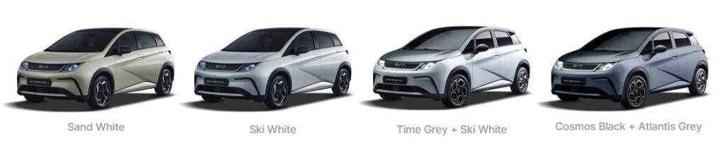 돌핀 샌드 화이트, 스키 화이트, 타임 그레이 + 스키 화이트, 코스모스 블랙 + 아틀란티스 그레이 외장 컬러