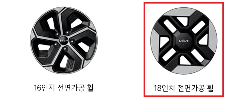 더 뉴 니로 하이브리드 16인치 전면가공 휠, 18인치 전면가공 휠 디자인