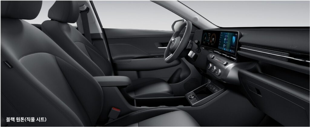 2027 코나 가솔린 1.6 터보 블랙 원톤 내장 컬러 및 직물 시트